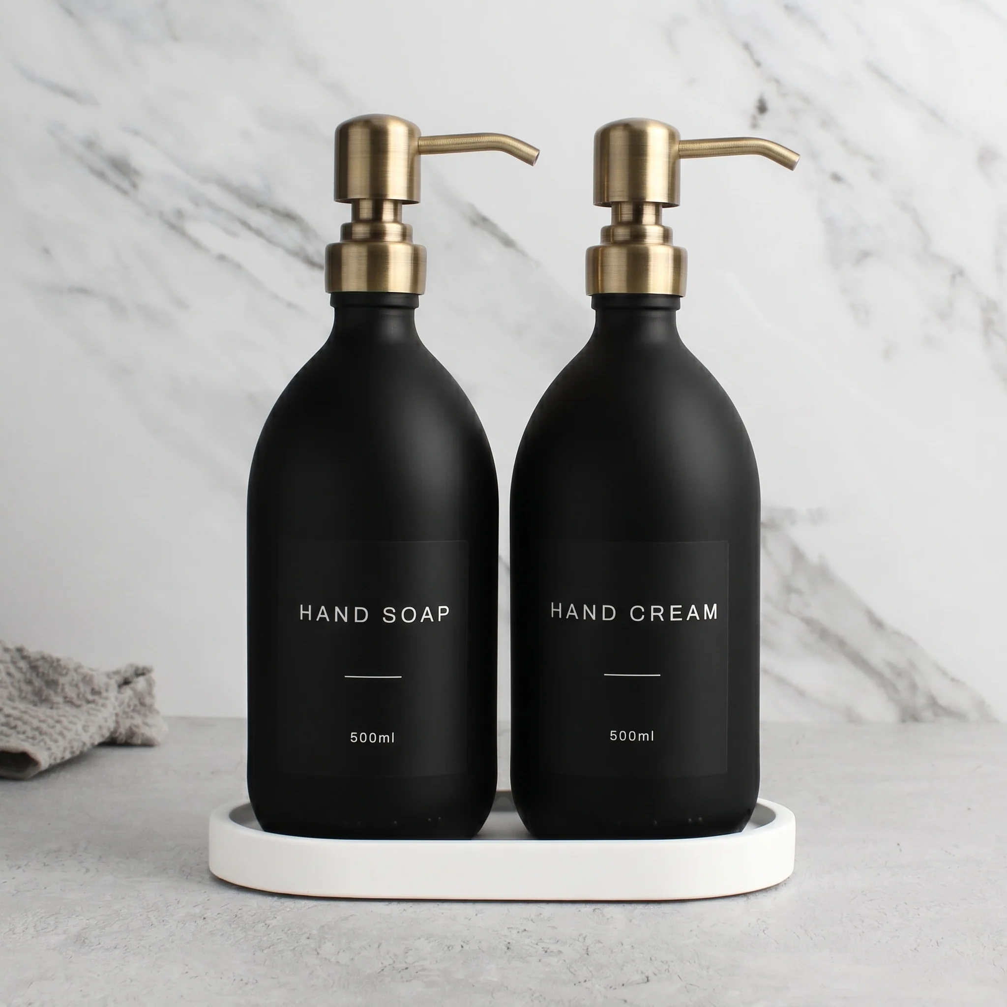 Hand Soap & Hand Cream Matte Black Glass Set - Image 17
