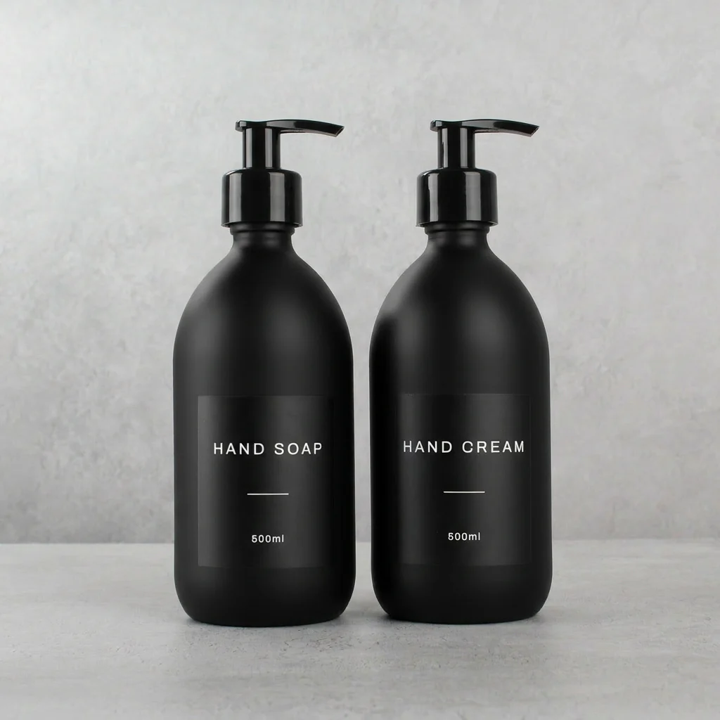 Hand Soap & Hand Cream Matte Black Glass Set - Image 33
