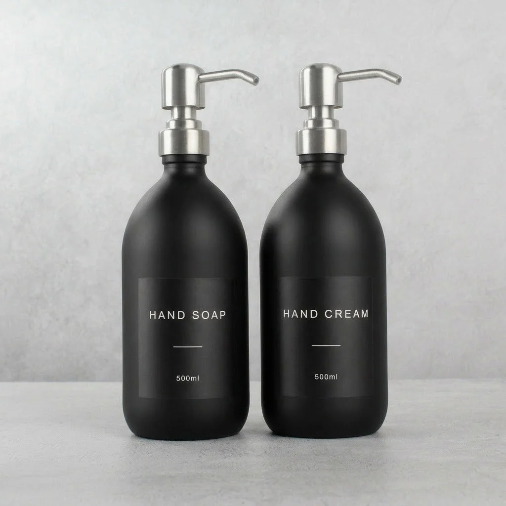 Hand Soap & Hand Cream Matte Black Glass Set - Image 9