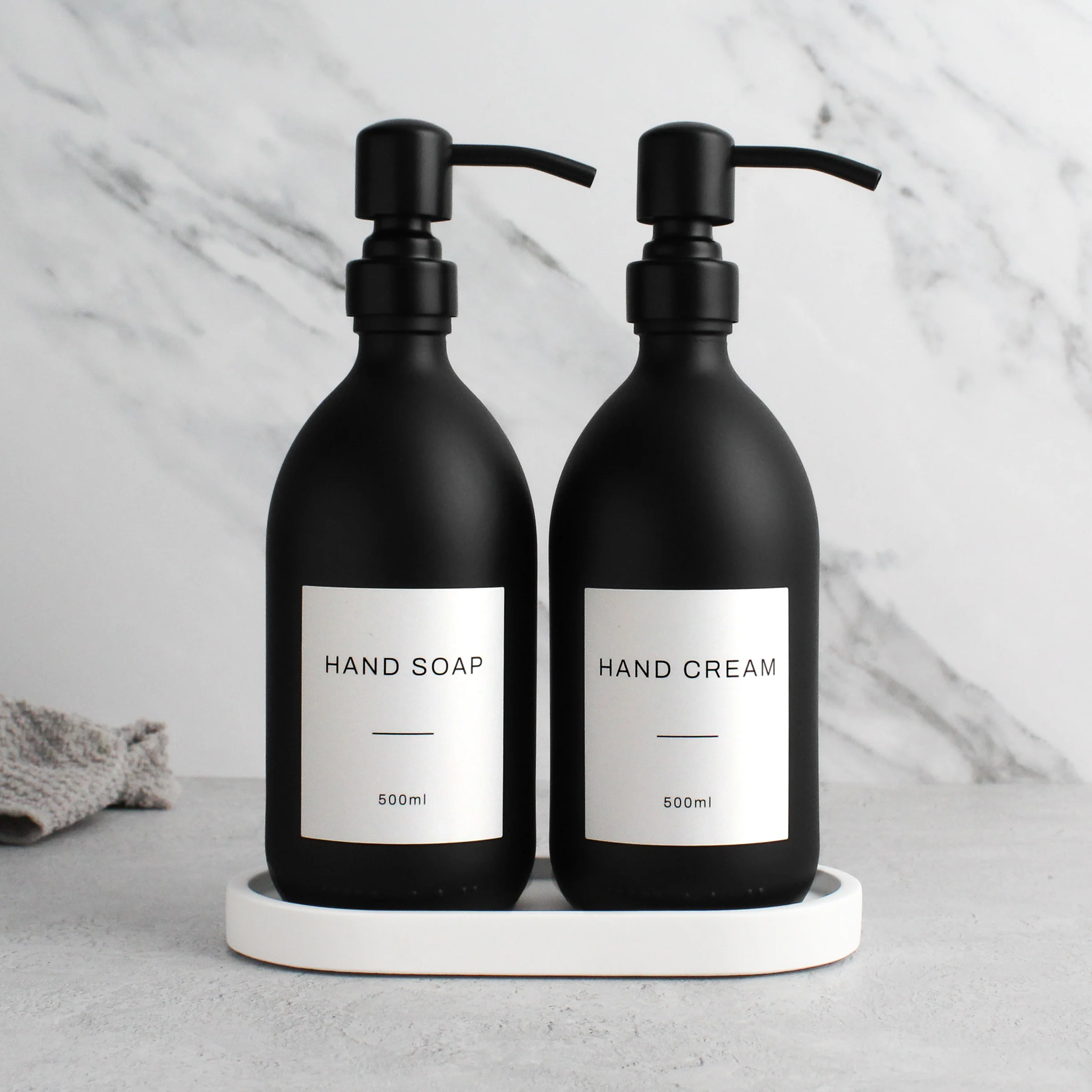 Hand Soap & Hand Cream Matte Black Glass Set - Image 12