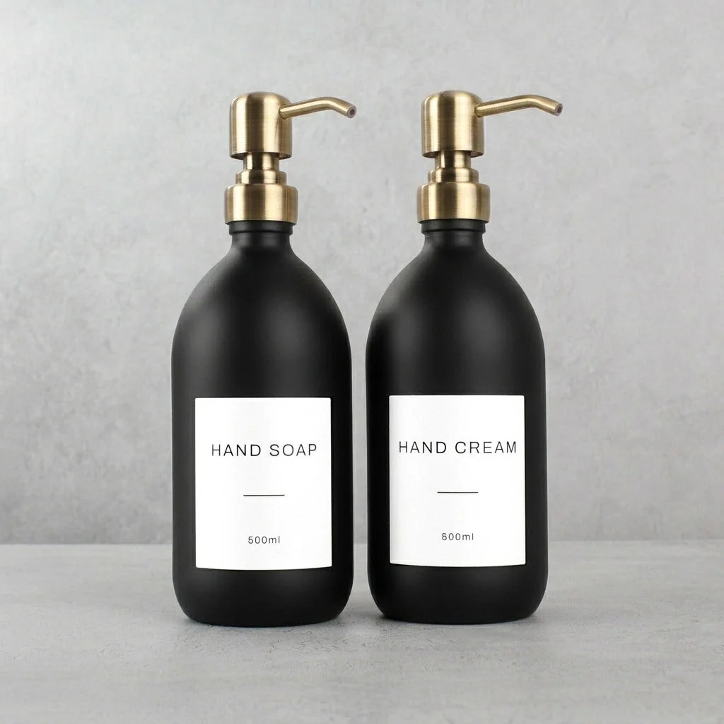 Hand Soap & Hand Cream Matte Black Glass Set - Image 22