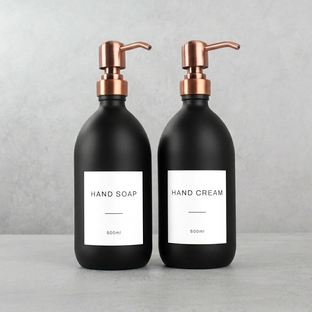 Hand Soap & Hand Cream Matte Black Glass Set - Image 28