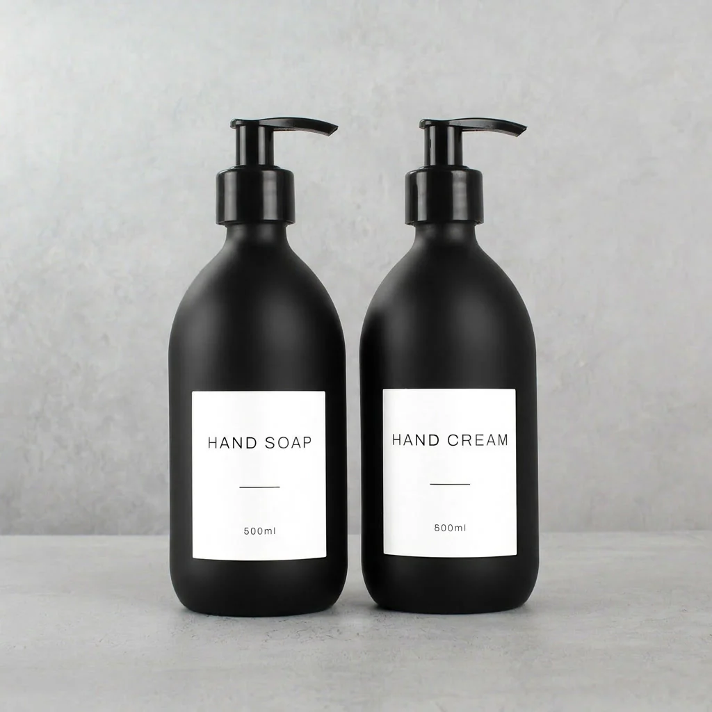 Hand Soap & Hand Cream Matte Black Glass Set - Image 40