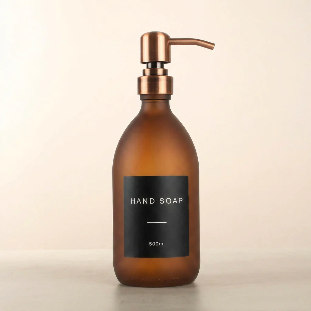 Labelled Frosted Amber Glass Dispenser - Image 10