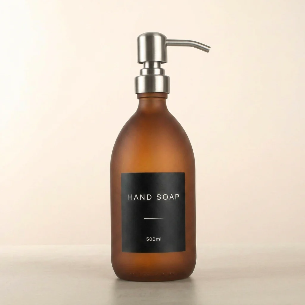 Labelled Frosted Amber Glass Dispenser - Image 9