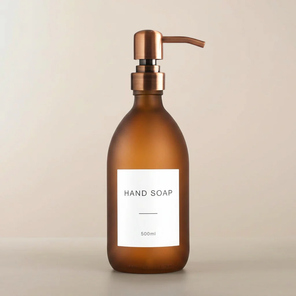 Labelled Frosted Amber Glass Dispenser - Image 10