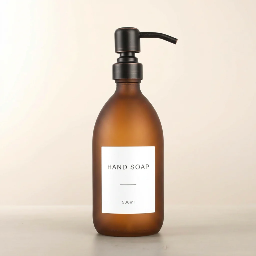 Labelled Frosted Amber Glass Dispenser - Image 11