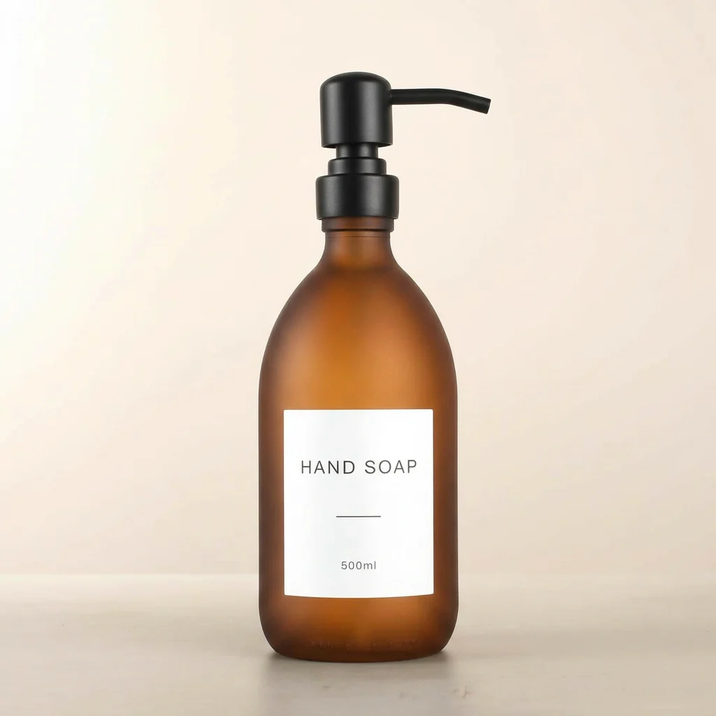 Labelled Frosted Amber Glass Dispenser - Image 8