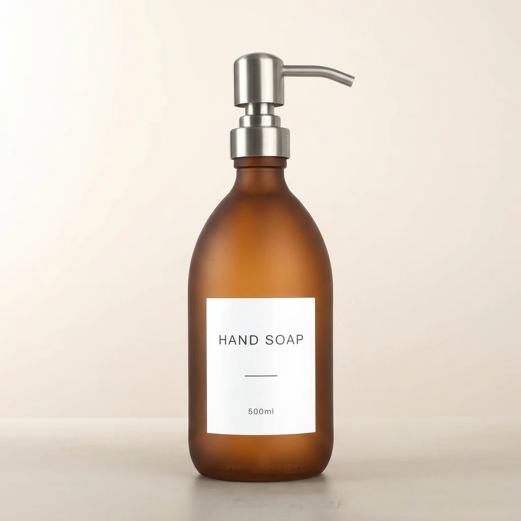 Labelled Frosted Amber Glass Dispenser - Image 9