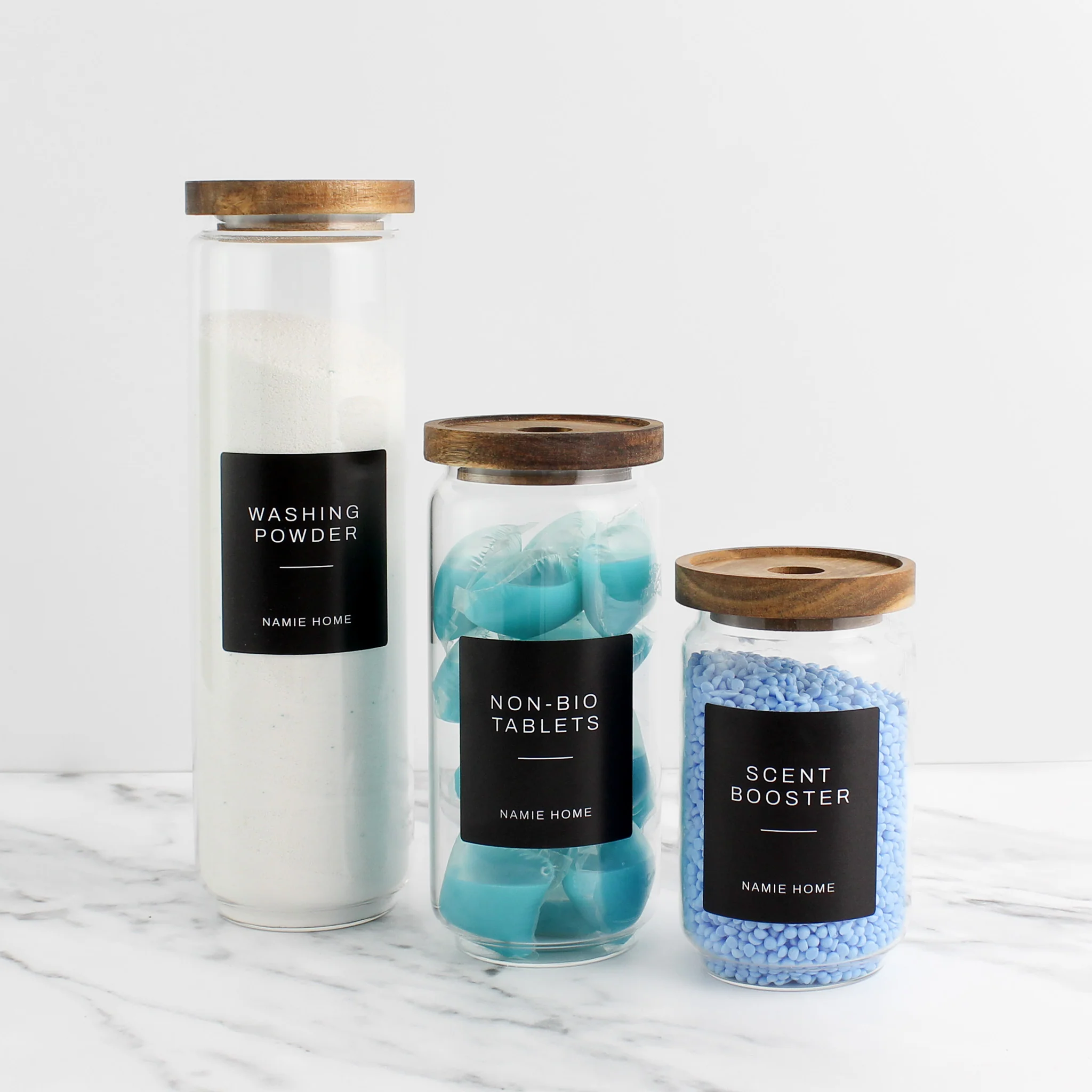 Glass Storage Jar With Acacia Lid For Laundry - Image 8
