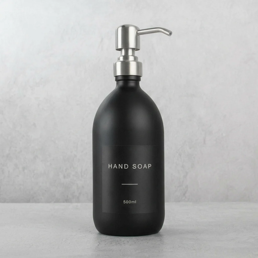 Labelled Matte Black Glass Dispenser - Image 11