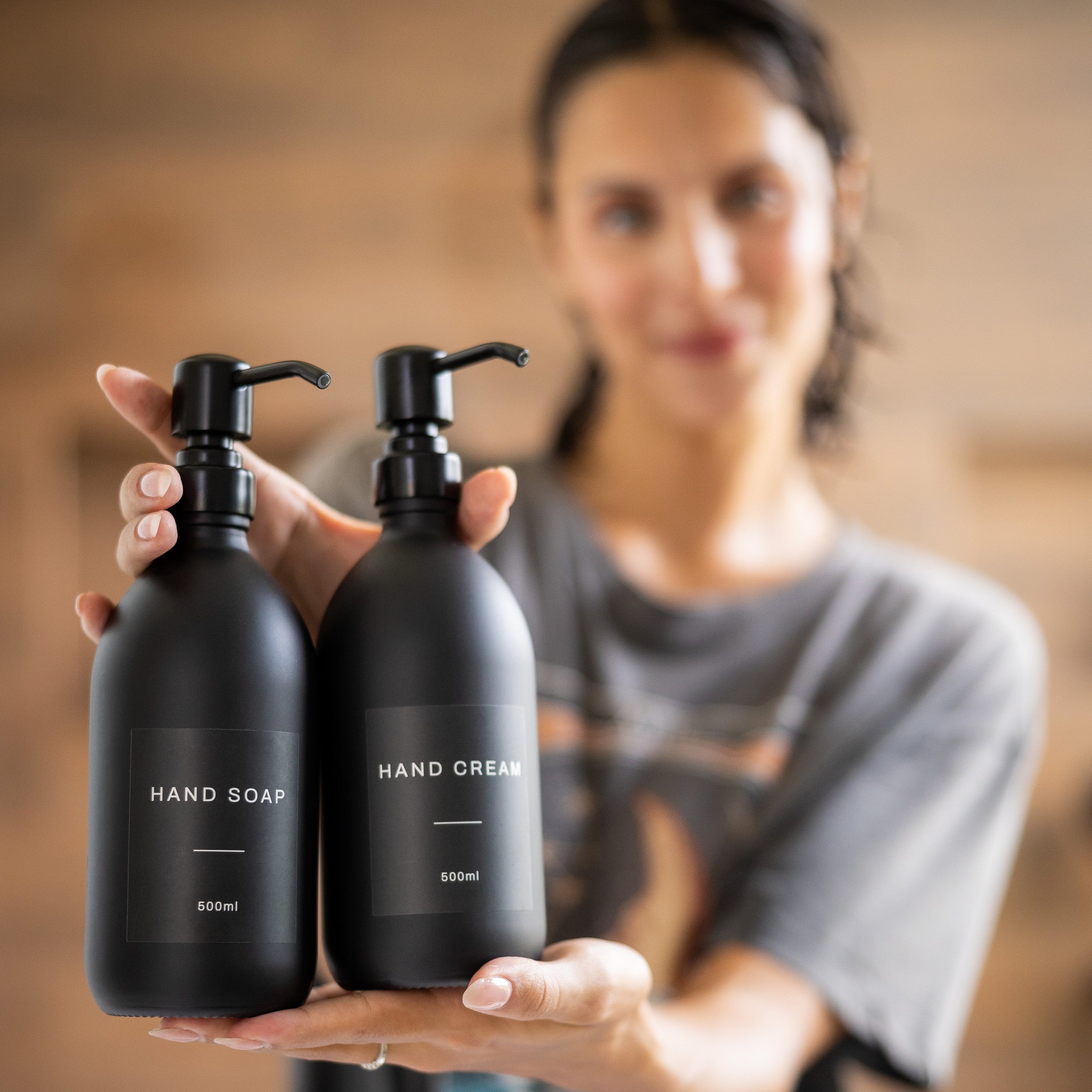 Labelled Matte Black Glass Dispenser - Image 5