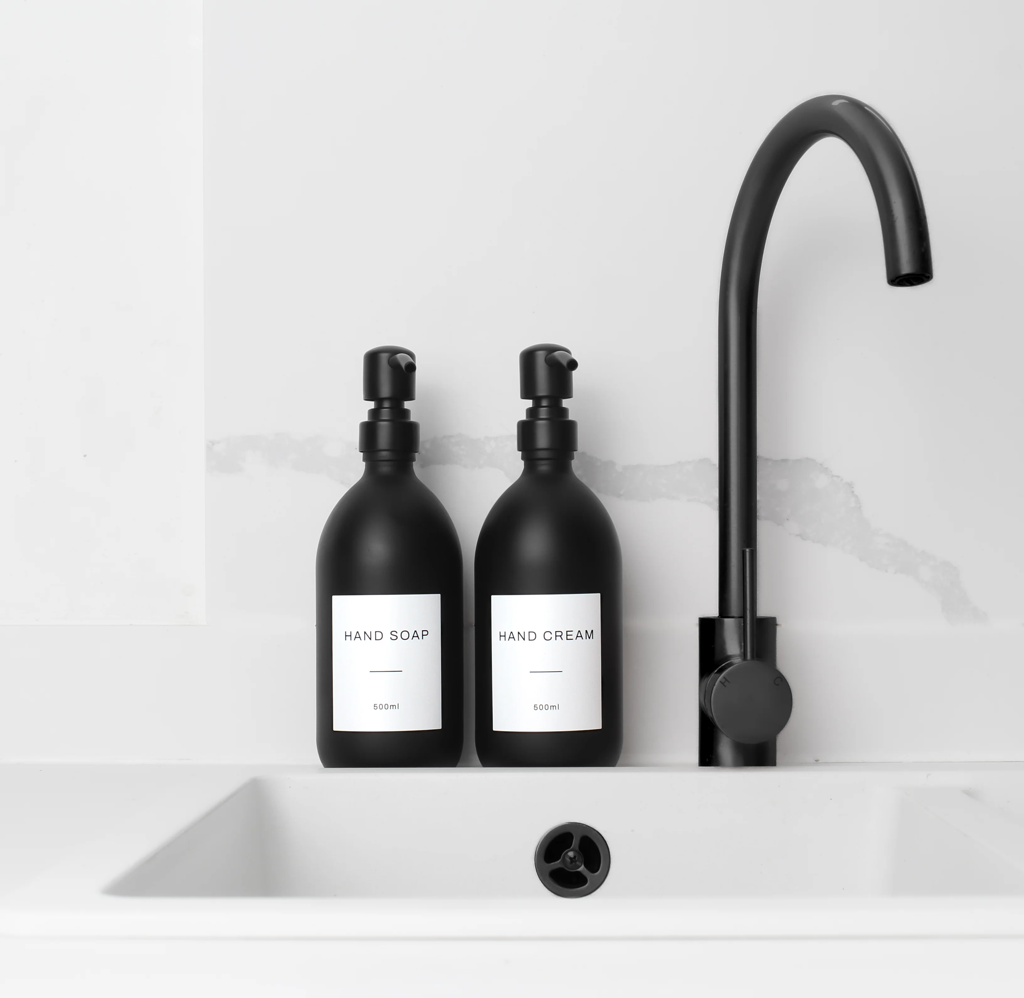 Hand Soap & Hand Cream Matte Black Glass Set - Image 6