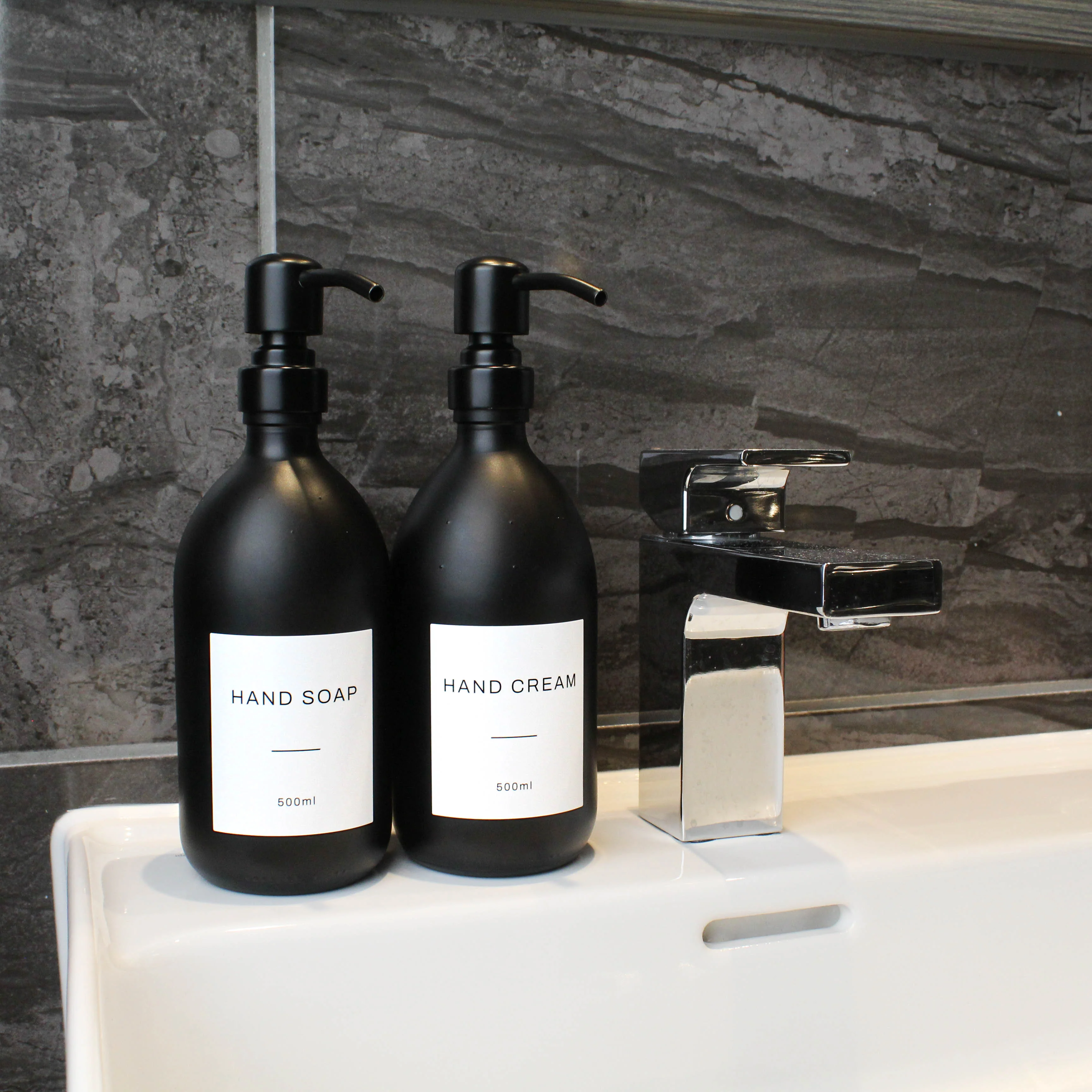 Hand Soap & Hand Cream Matte Black Glass Set - Image 7