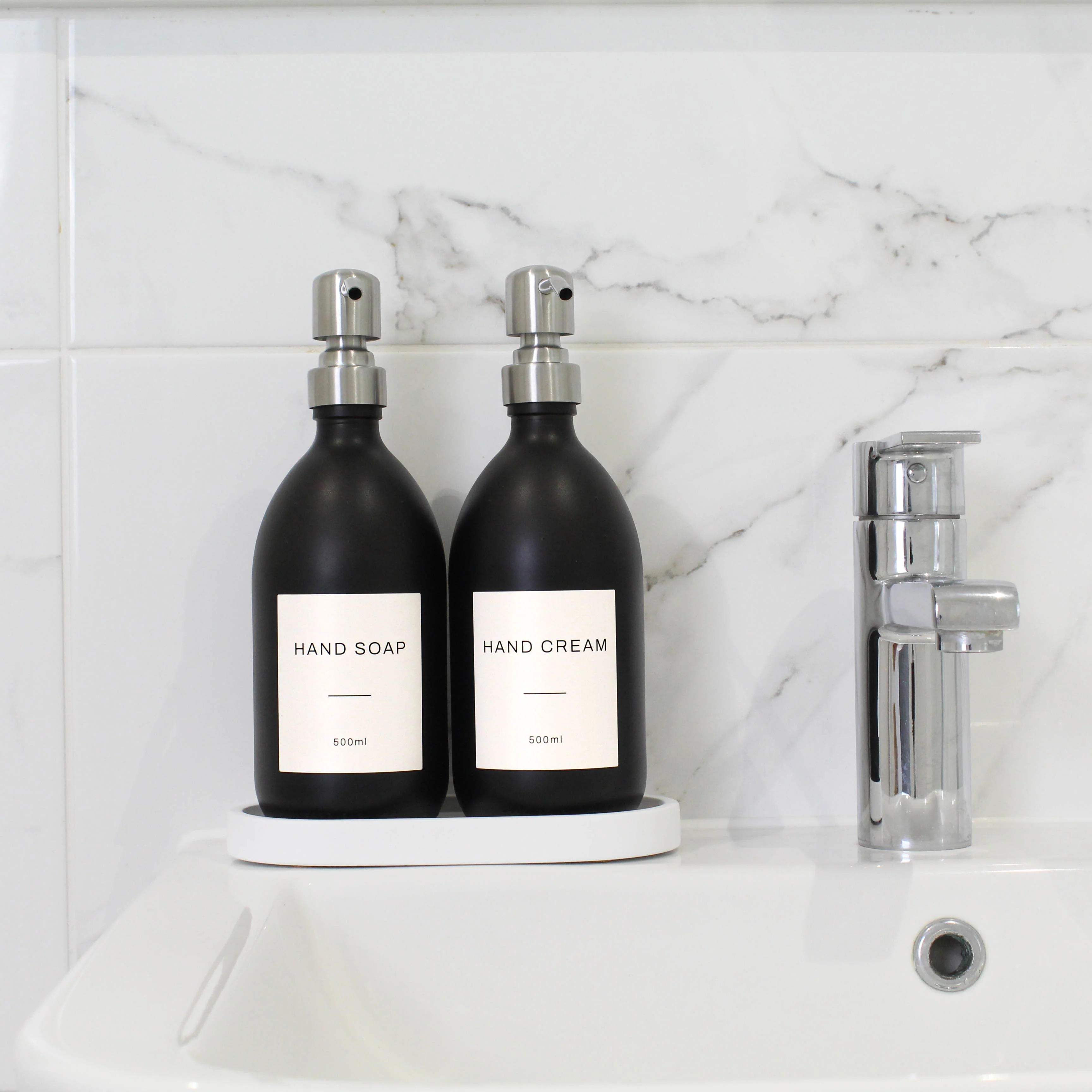 Hand Soap & Hand Cream Matte Black Glass Set - Image 8
