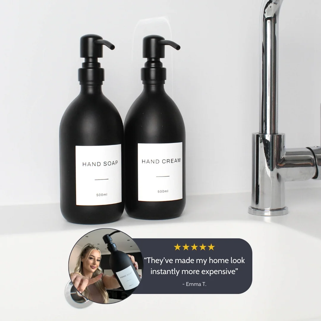 Hand Soap & Hand Cream Matte Black Glass Set - Image 4