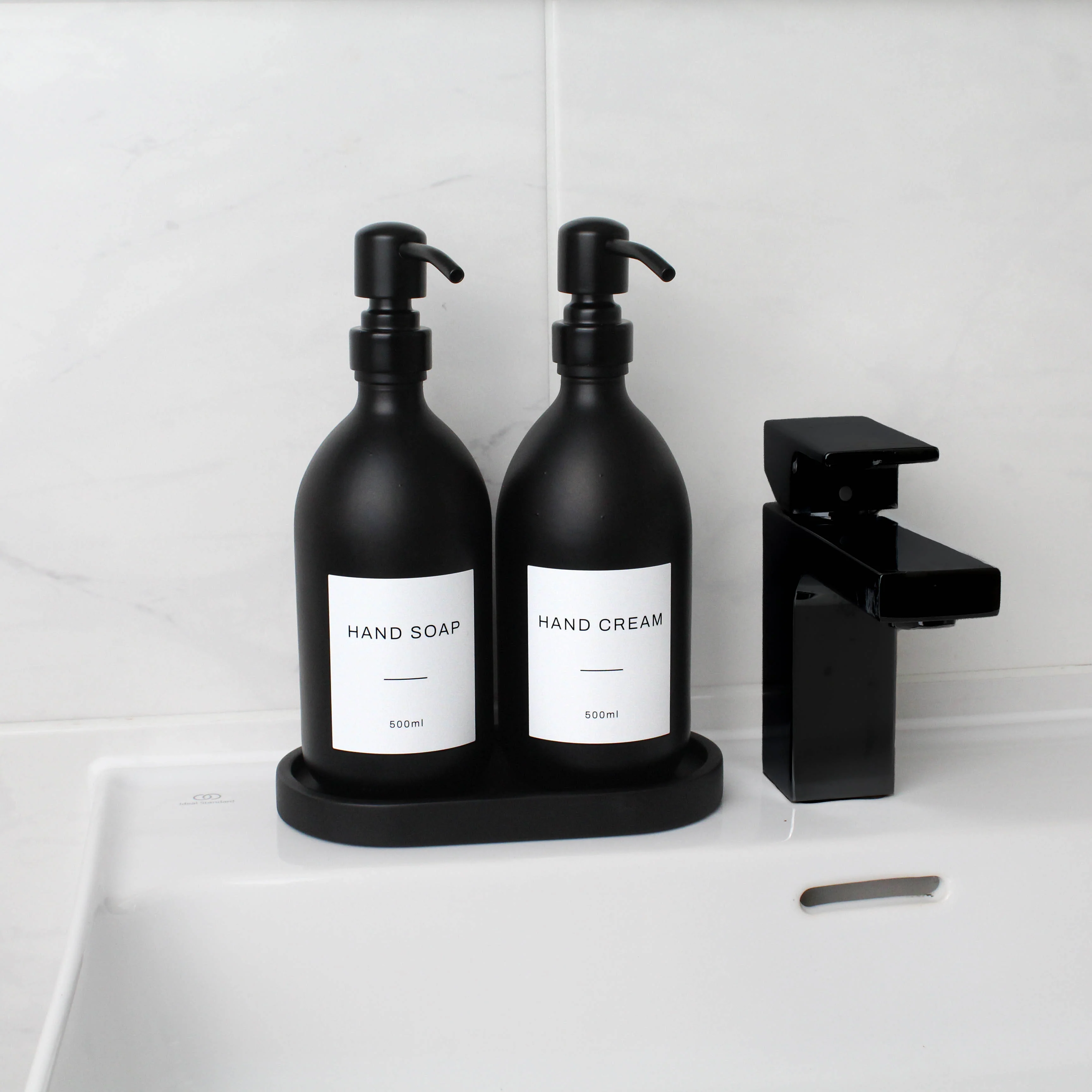 Hand Soap & Hand Cream Matte Black Glass Set - Image 5