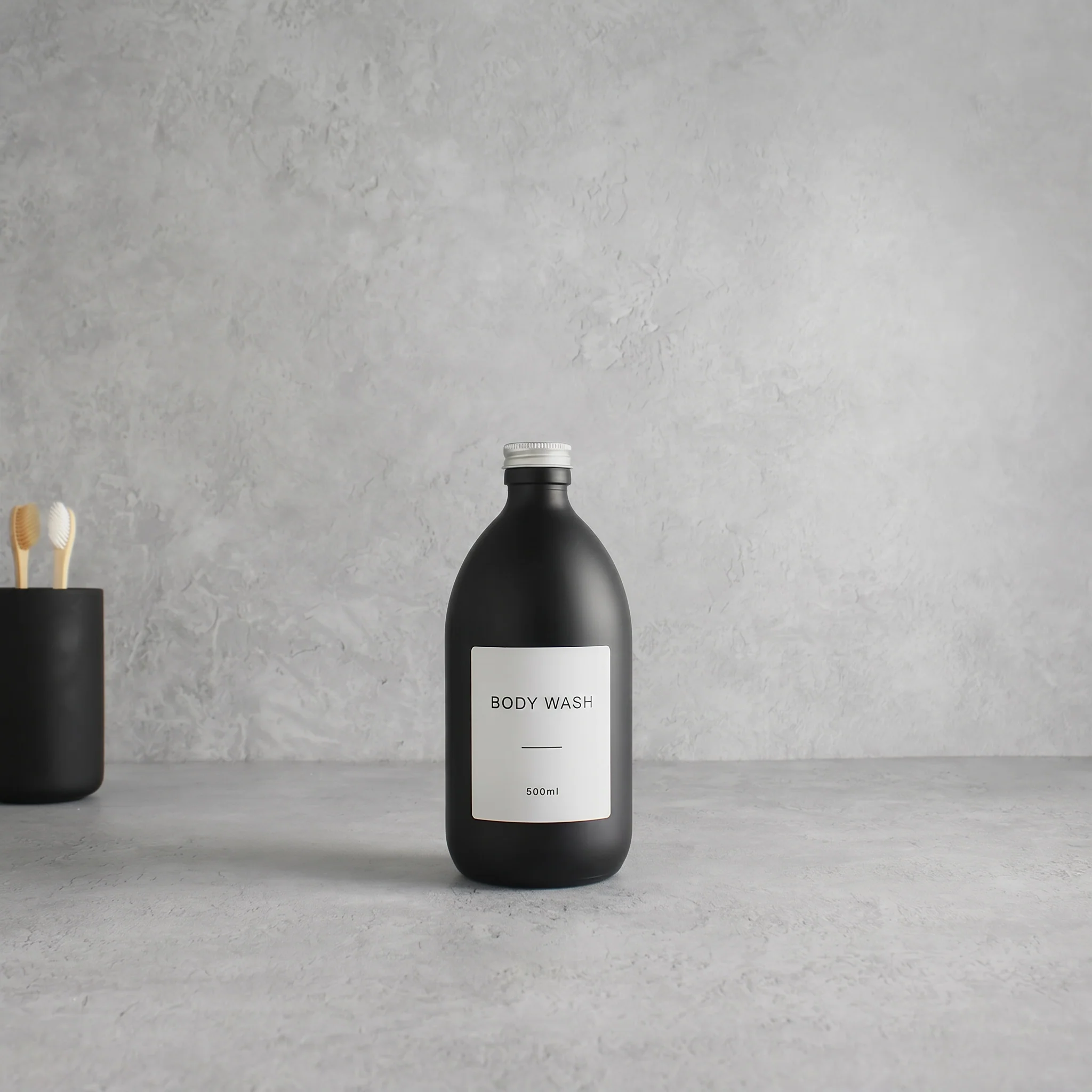 Labelled Matte Black Glass Bottle With Screw Cap - Image 3