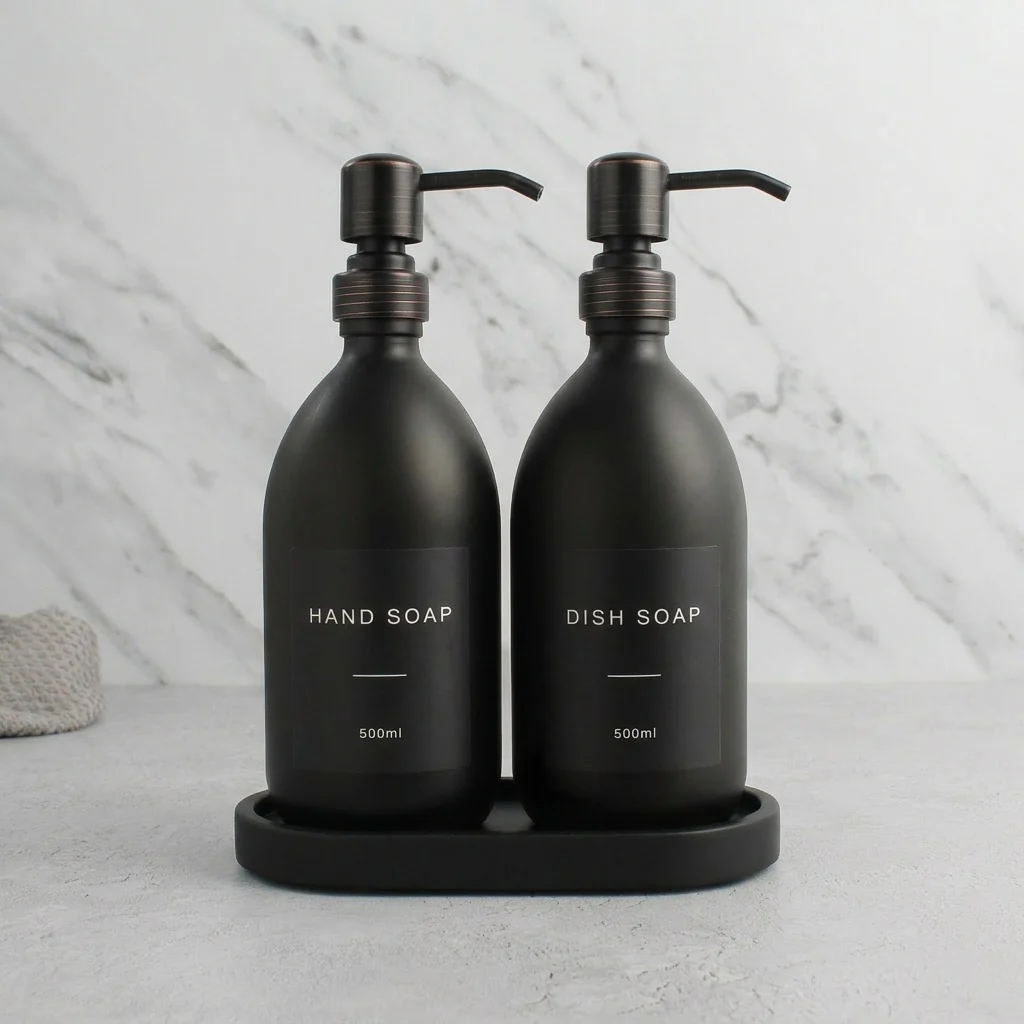 Black Tray & Matte Black Dispenser Double Set - Image 34
