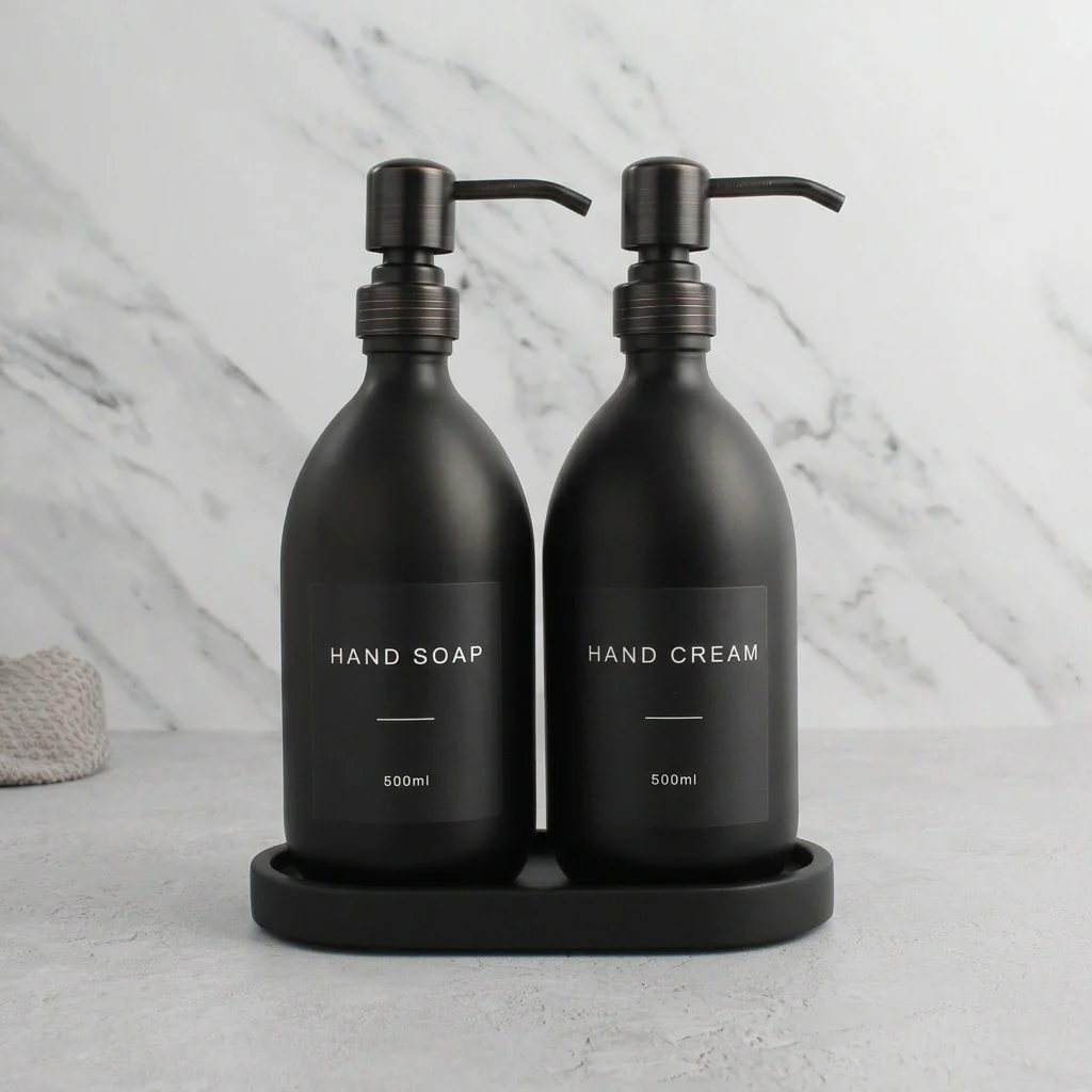 Black Tray & Matte Black Dispenser Double Set - Image 36