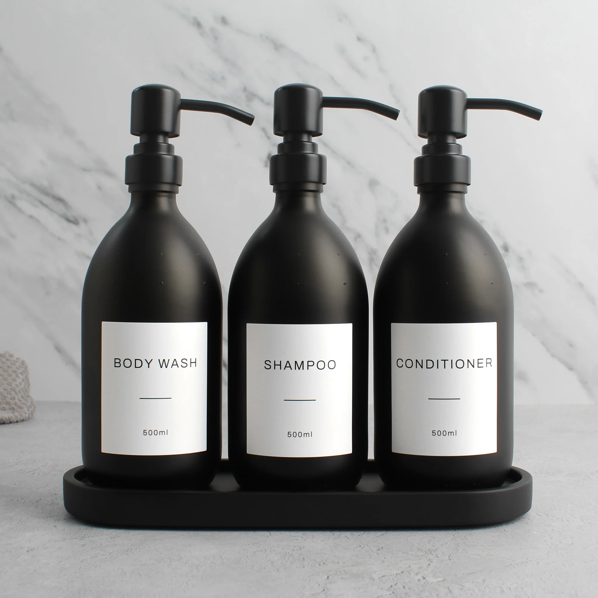 Black Tray & Matte Black Dispenser Triple Set - Image 18
