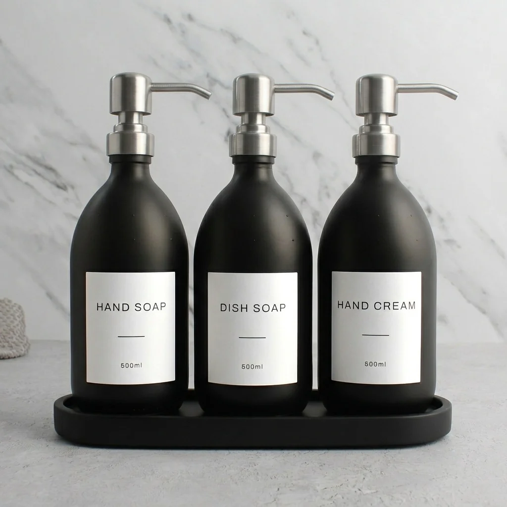 Black Tray & Matte Black Dispenser Triple Set - Image 27