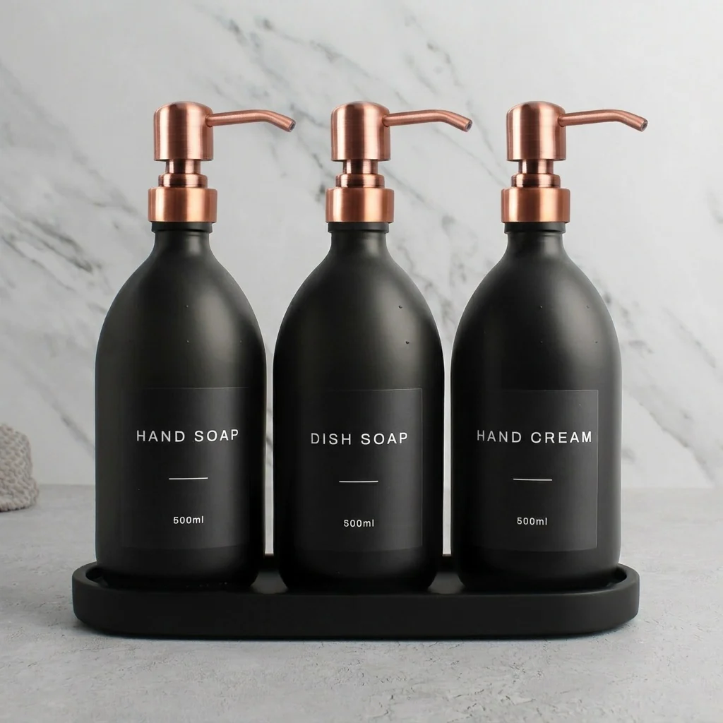 Black Tray & Matte Black Dispenser Triple Set - Image 32