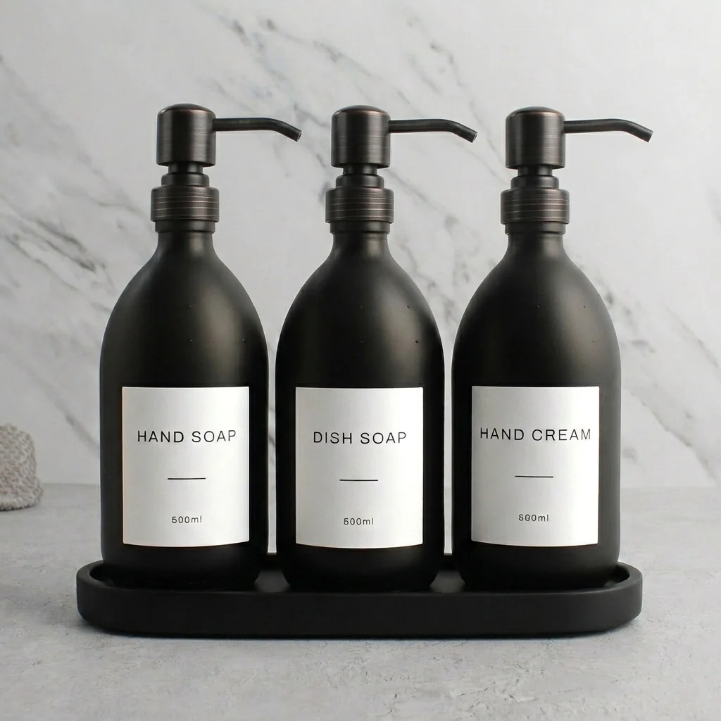 Black Tray & Matte Black Dispenser Triple Set - Image 35