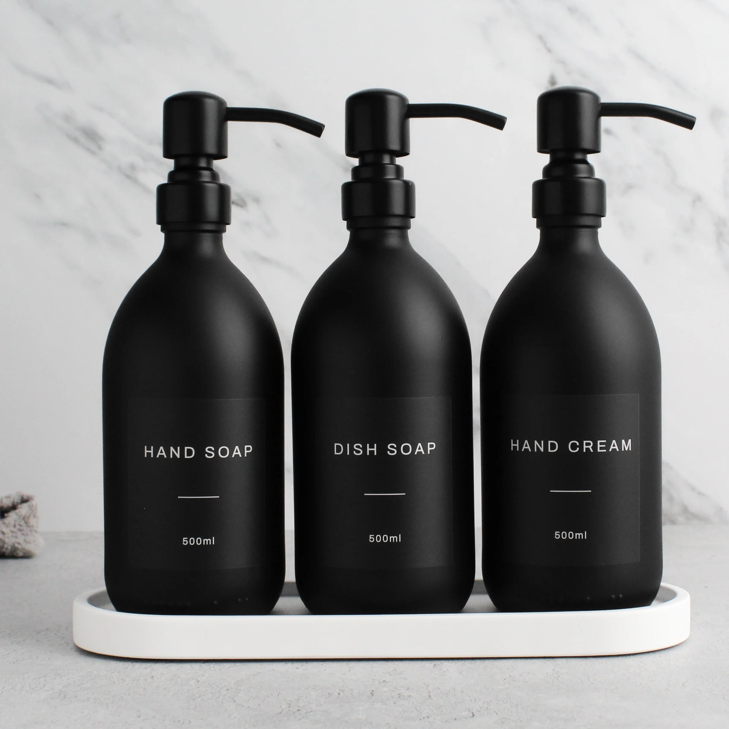 White Tray & Matte Black Dispenser Triple Set - Image 12