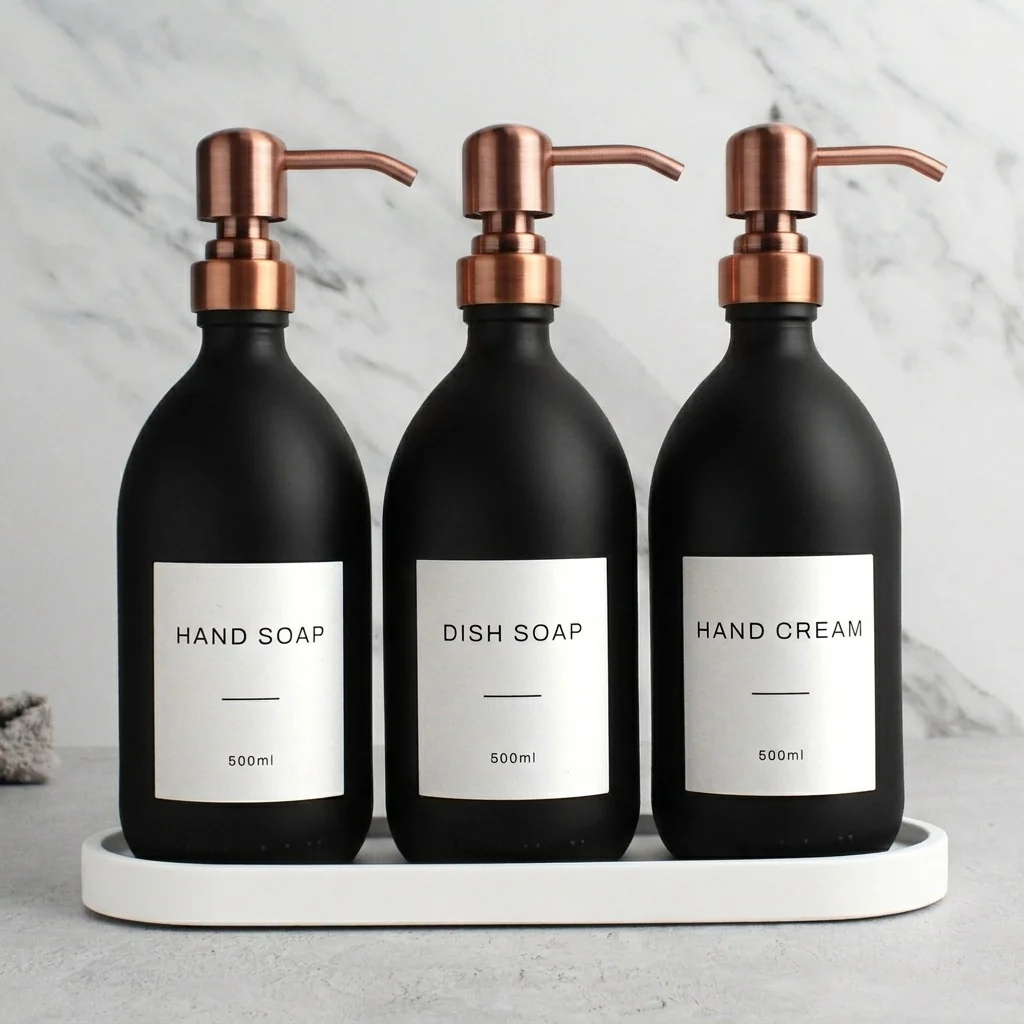 White Tray & Matte Black Dispenser Triple Set - Image 24
