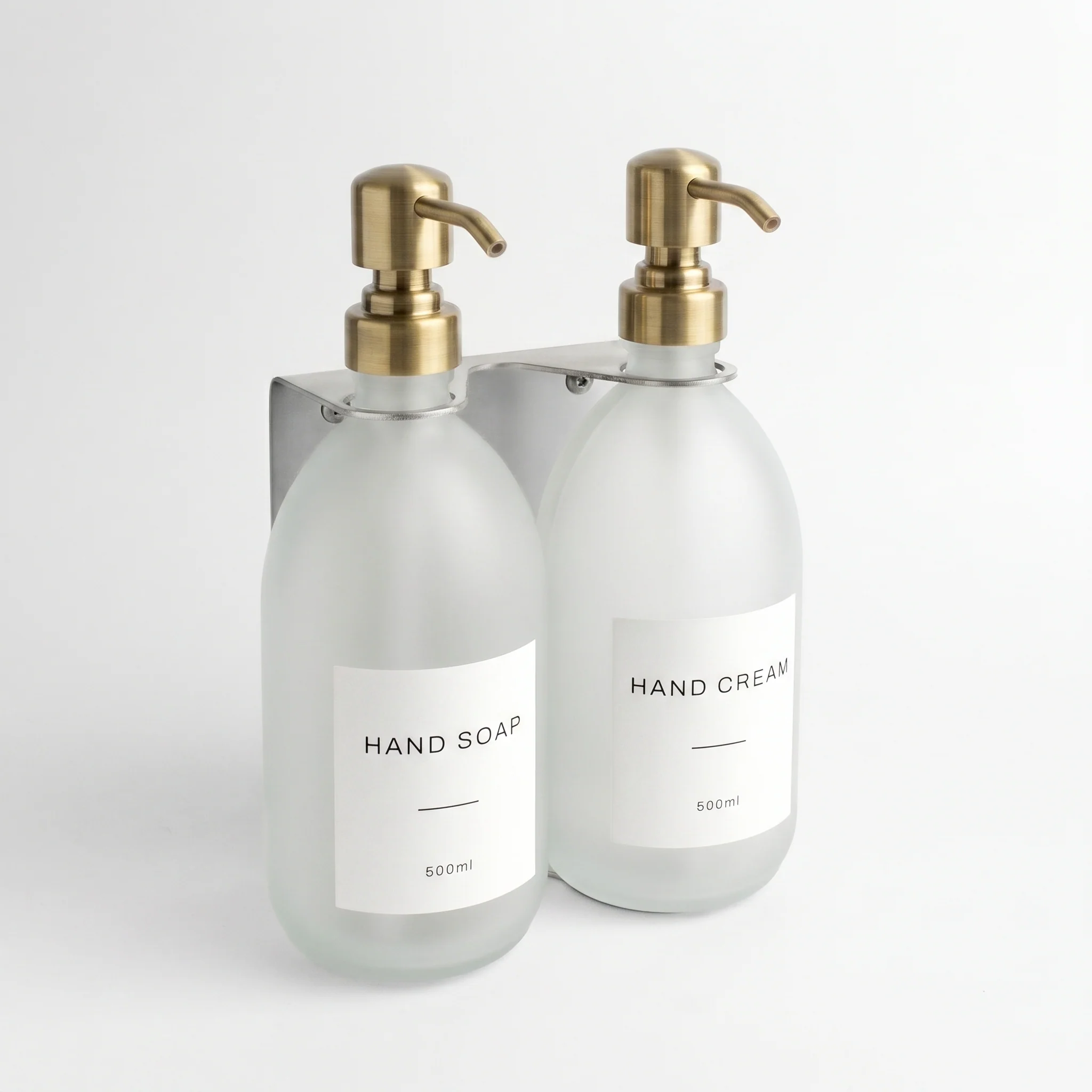 Silver Wall Bracket & Frosted White Glass Dispenser Set - Image 7