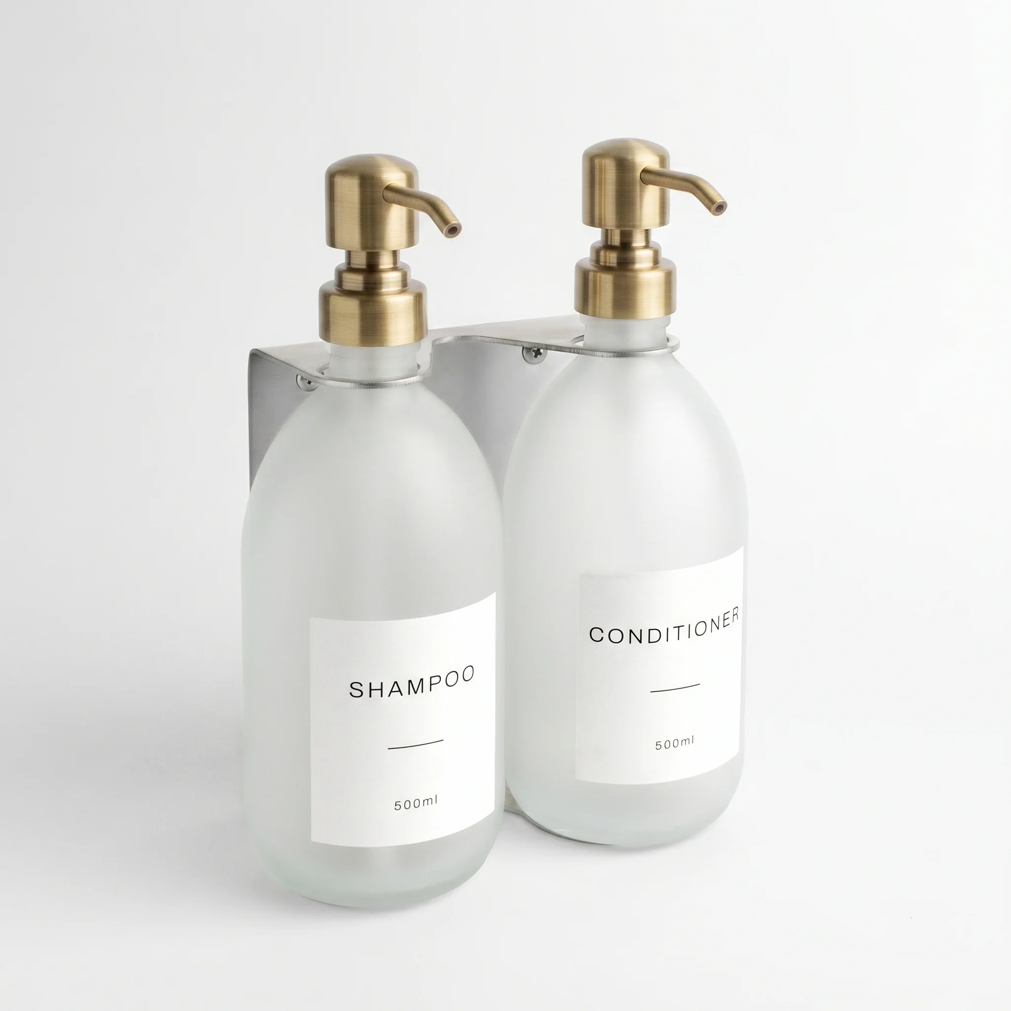 Silver Wall Bracket & Frosted White Glass Dispenser Set - Image 8
