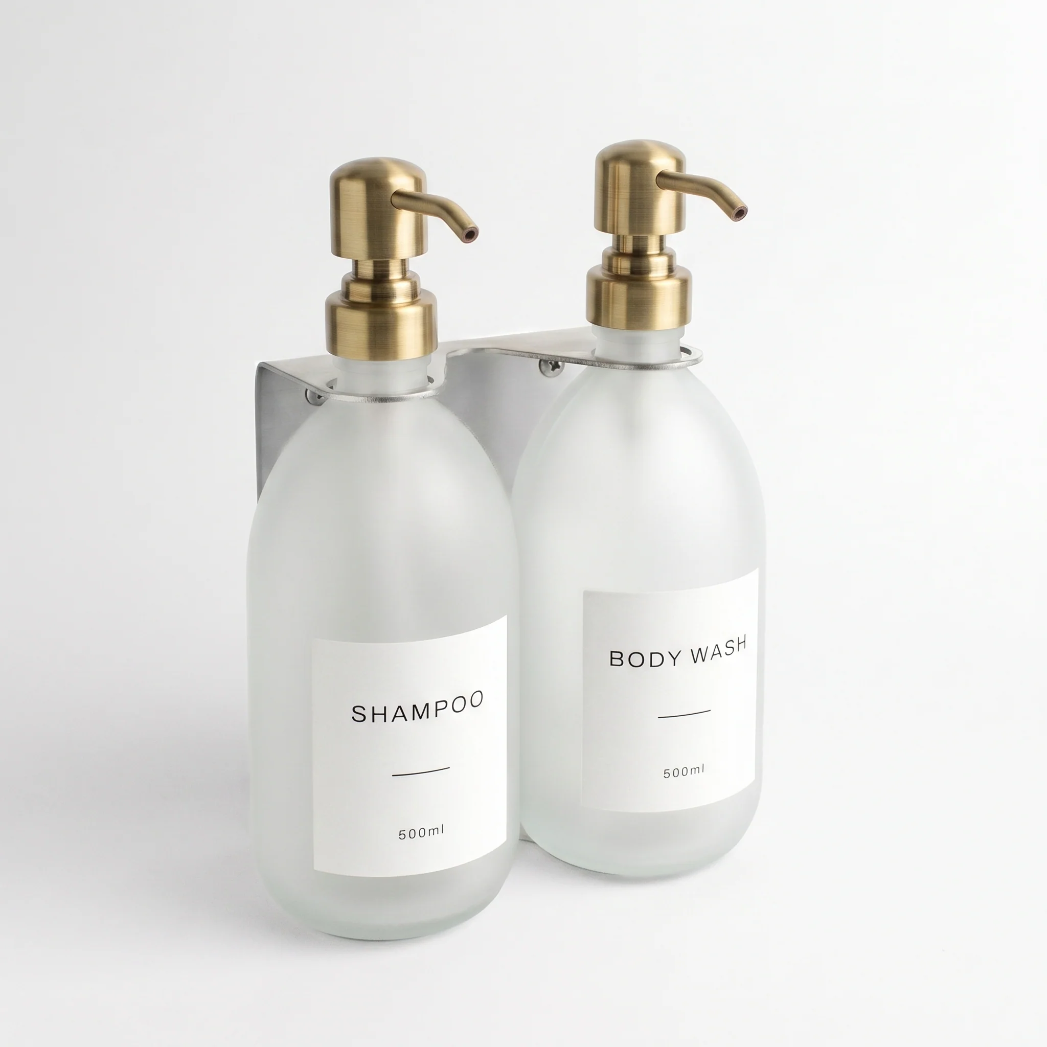 Silver Wall Bracket & Frosted White Glass Dispenser Set - Image 9