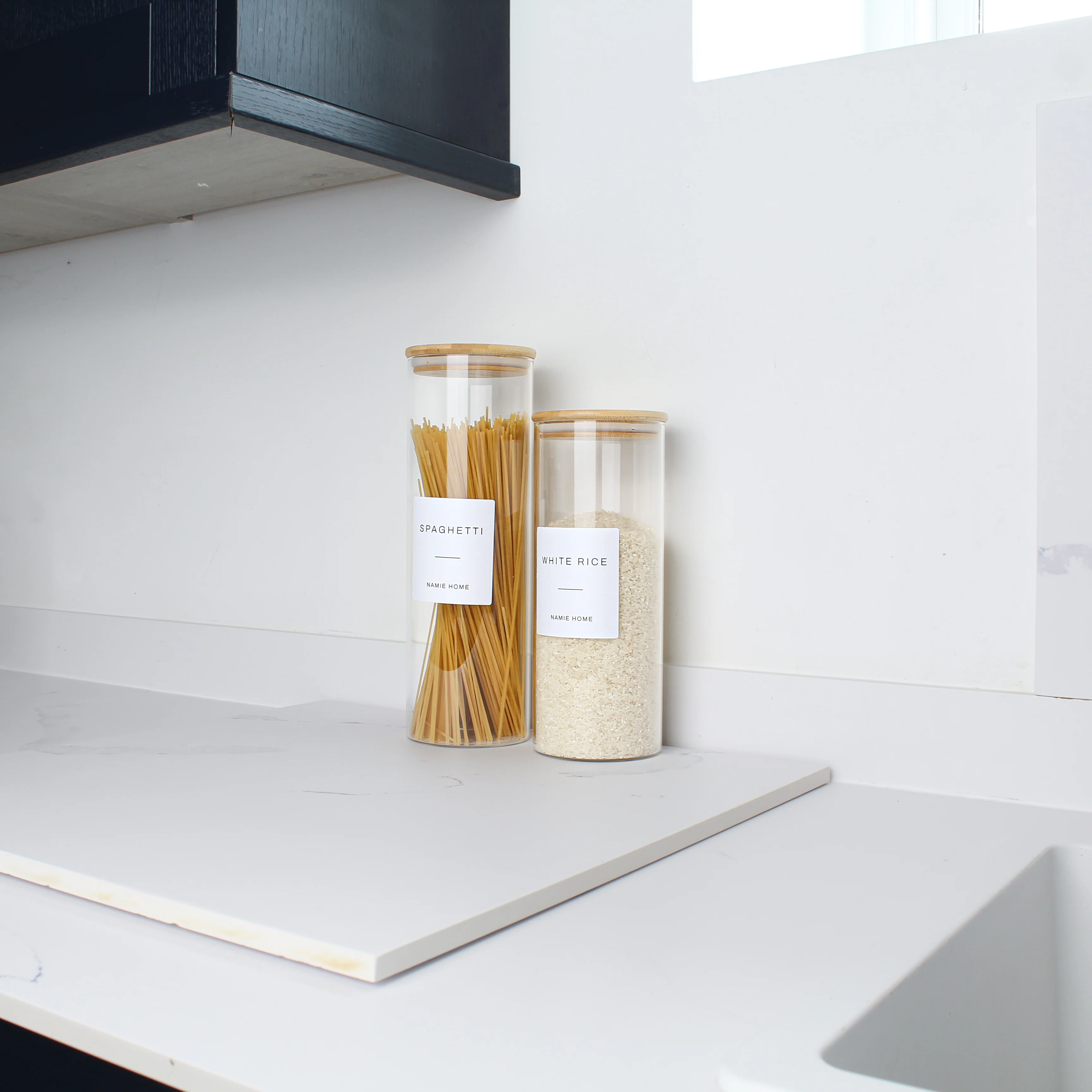 Glass Storage Jar With Bamboo Lid For Pantry - Image 2