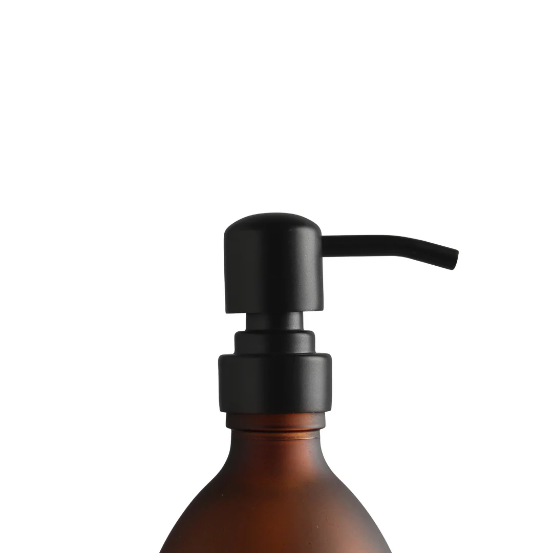 Black Wall Bracket & Frosted Amber Glass Dispenser Set - Image 5