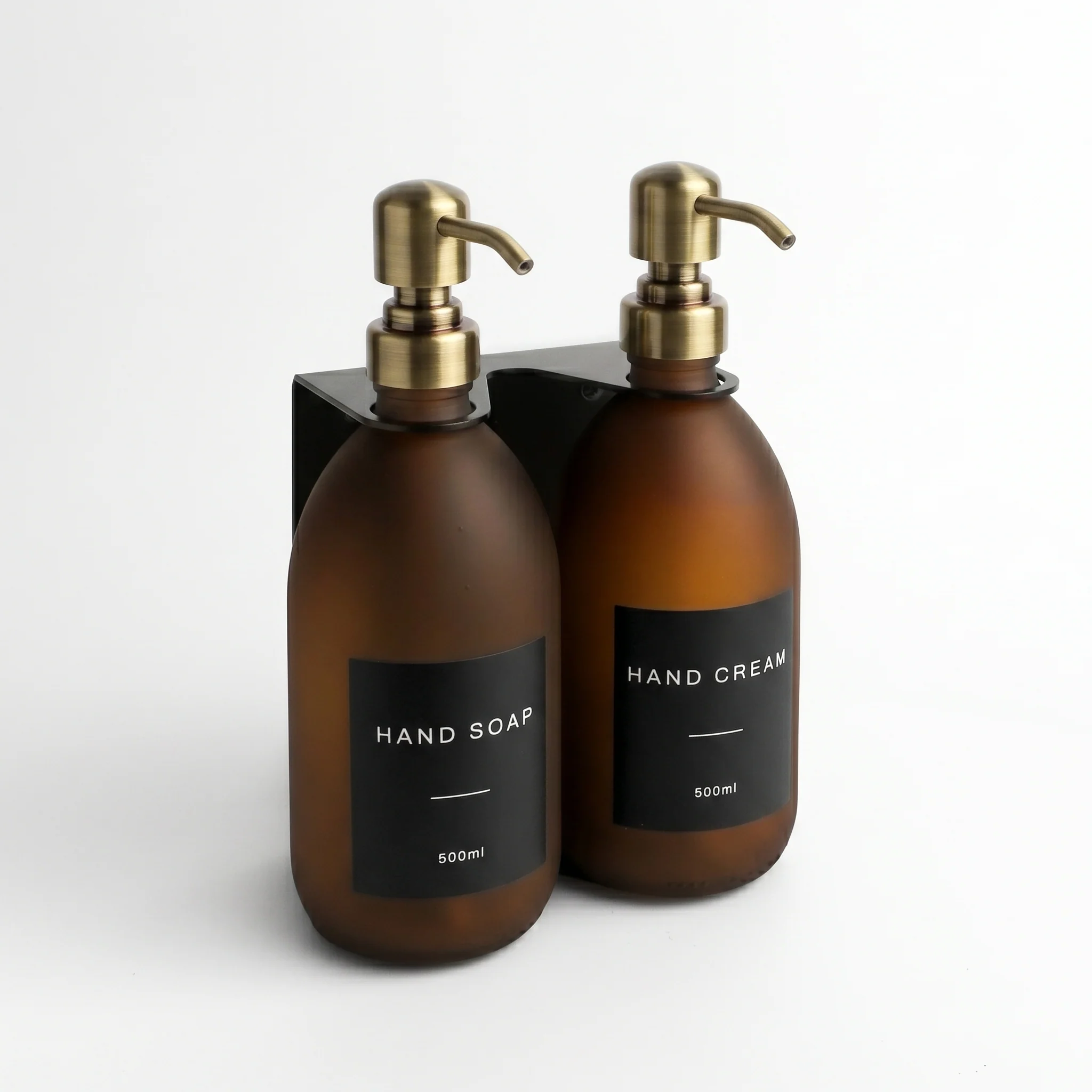Black Wall Bracket & Frosted Amber Glass Dispenser Set - Image 18