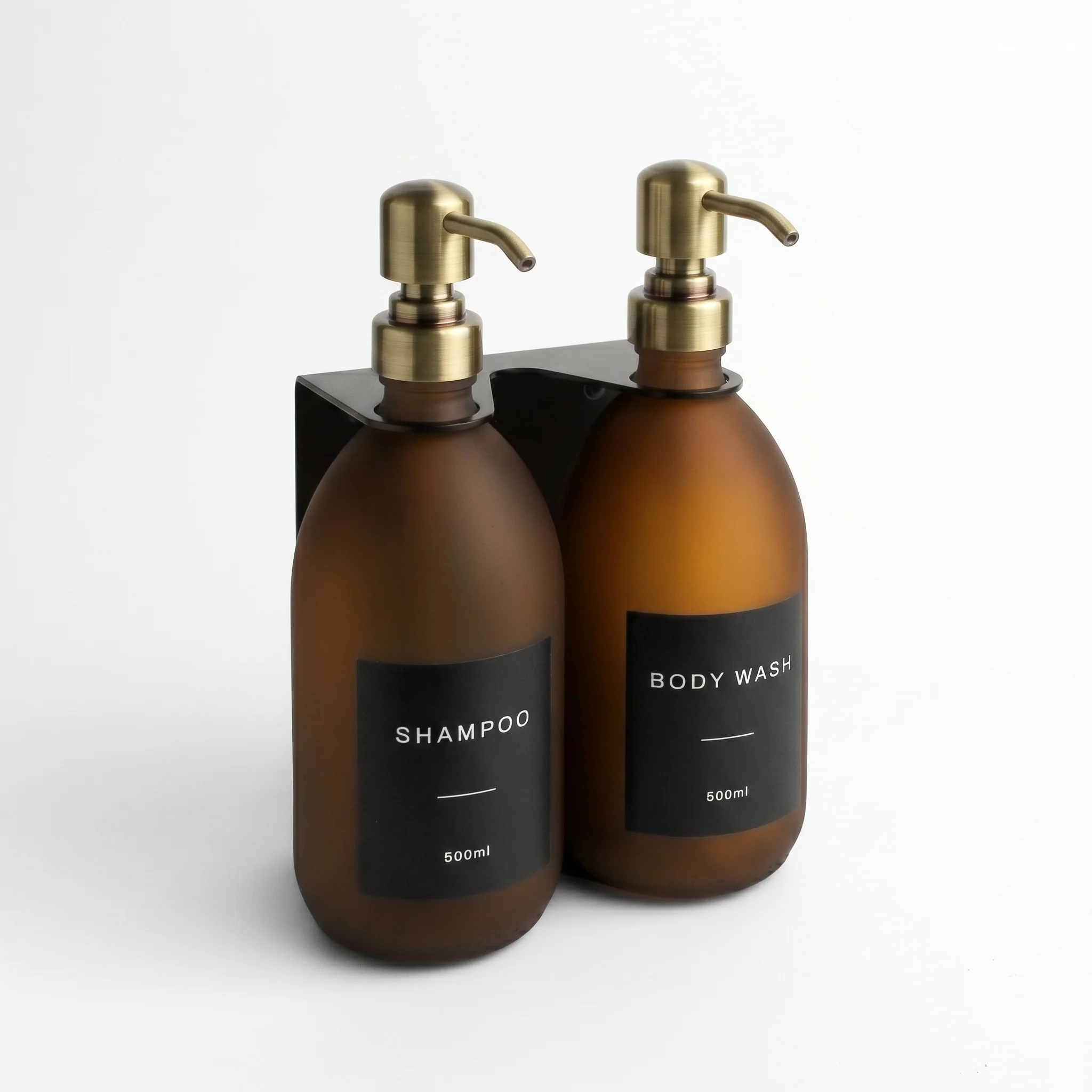 Black Wall Bracket & Frosted Amber Glass Dispenser Set - Image 20
