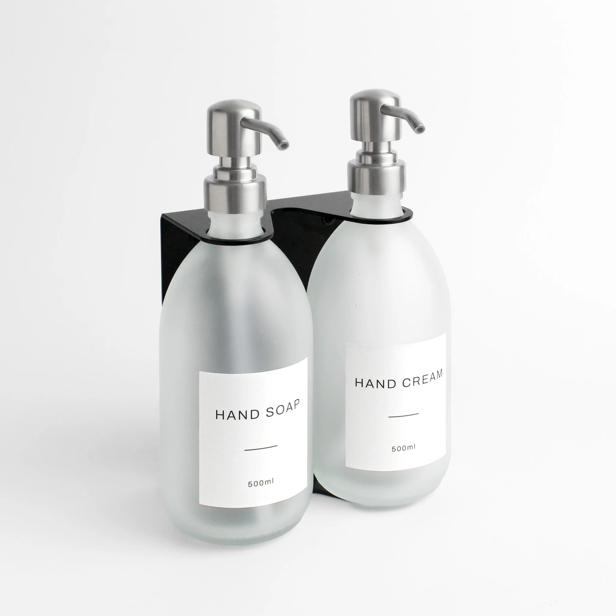 Black Wall Bracket & Frosted White Glass Dispenser Set - Image 9